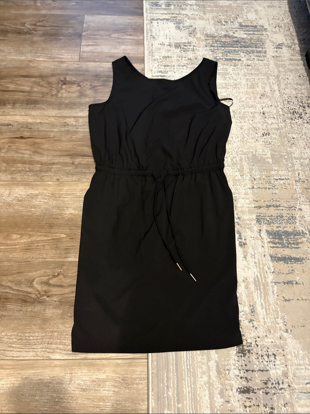 Tie string waist Black Sleeveless Women's active Dress